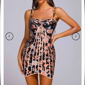 NWT Size M Bella Barnett Jacquard Corset Mini Dress